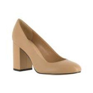 NEW‎ BELLA VITA NARA WOMEN'S LEATHER BLOCK HEEL PUMPS NUDE 9.5WW